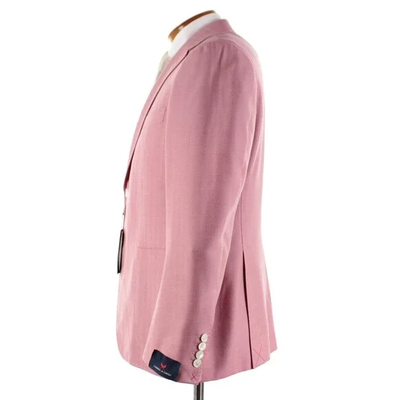 Cardinal of Canada NWT Wool / Silk Sport Coat Size 42S US In Pink Herringbone